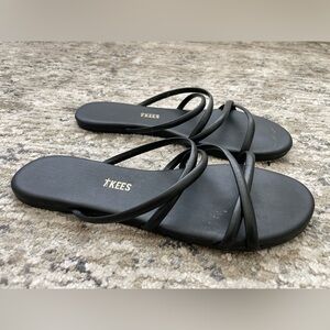 Tkees Sloane Sandals Strappy Black Leather Size 7